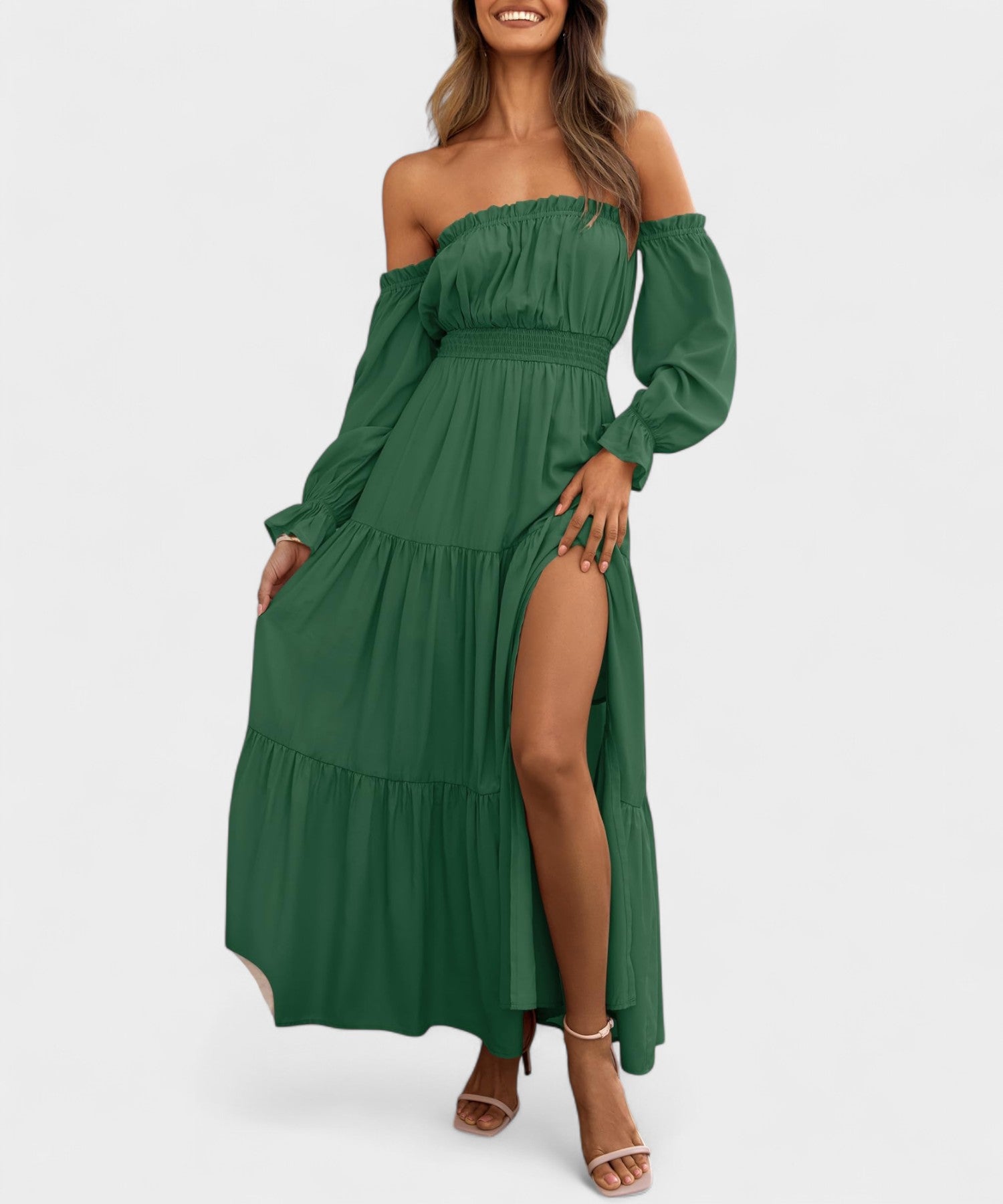 Lila | Off - Shoulder Flounce Maxi Dress - Lora Toronto