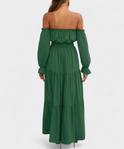 Lila | Off - Shoulder Flounce Maxi Dress - Lora Toronto