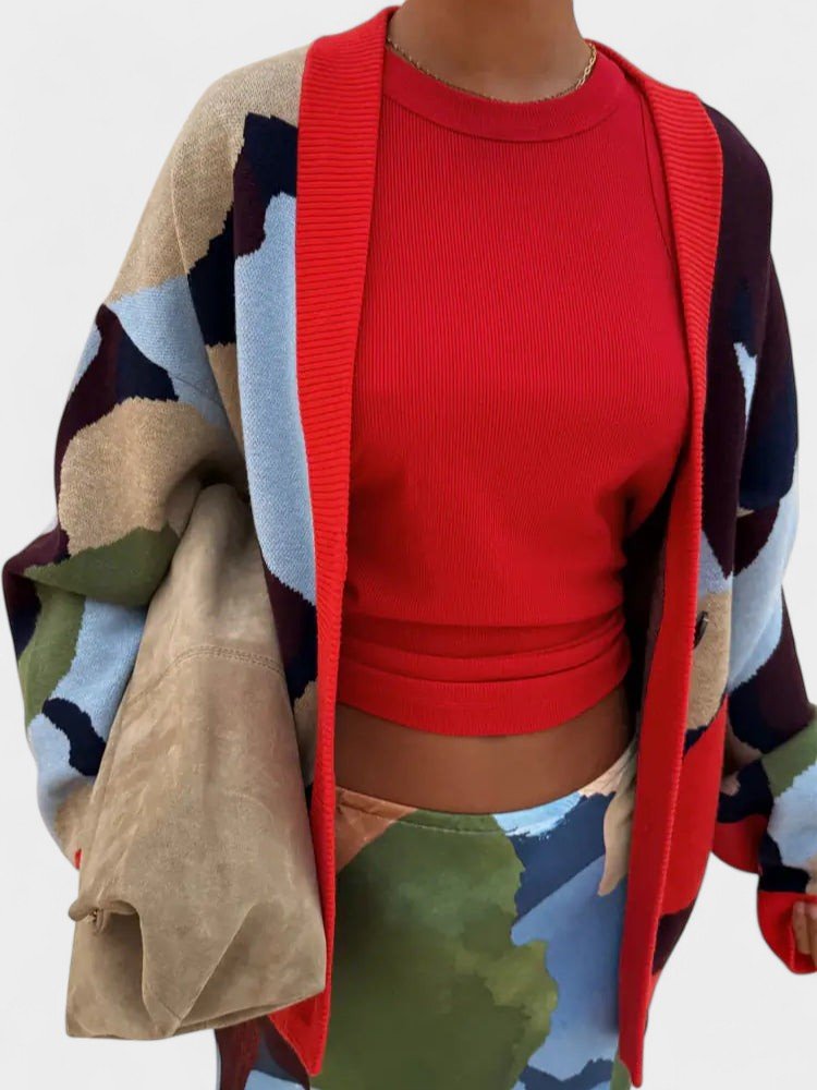 Lydia | Abstract Knit Cardigan & Skirt Set - Lora Toronto