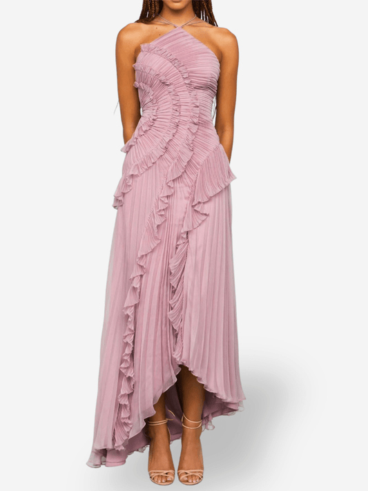 Marina | Maxi Pleated Chiffon Dress - Lora Toronto