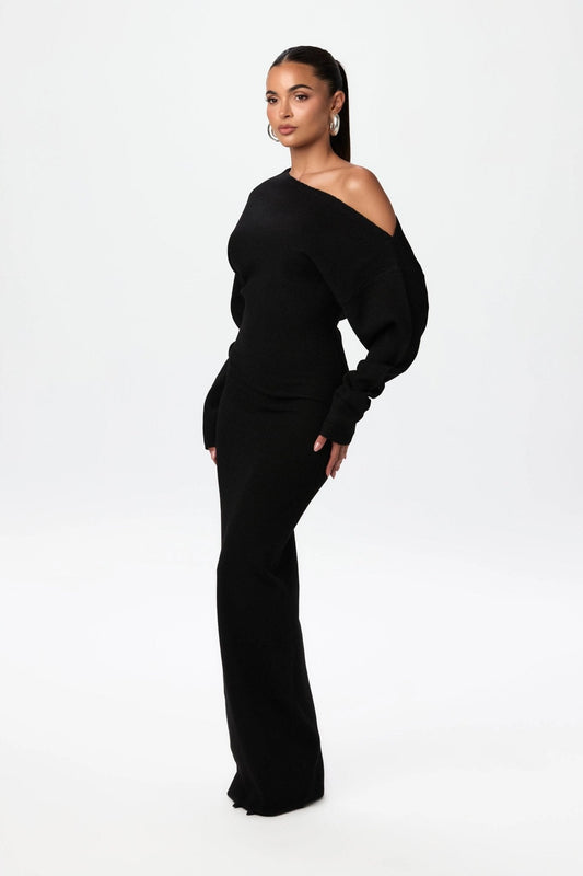 Mila | Off - Shoulder Knit Sweater Dress - Lora Toronto