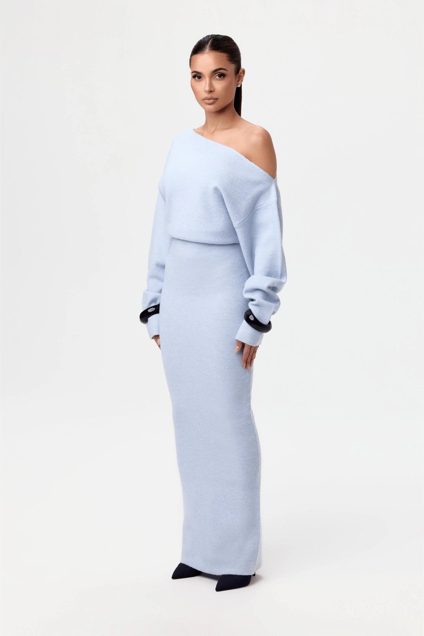 Mila | Off - Shoulder Knit Sweater Dress - Lora Toronto