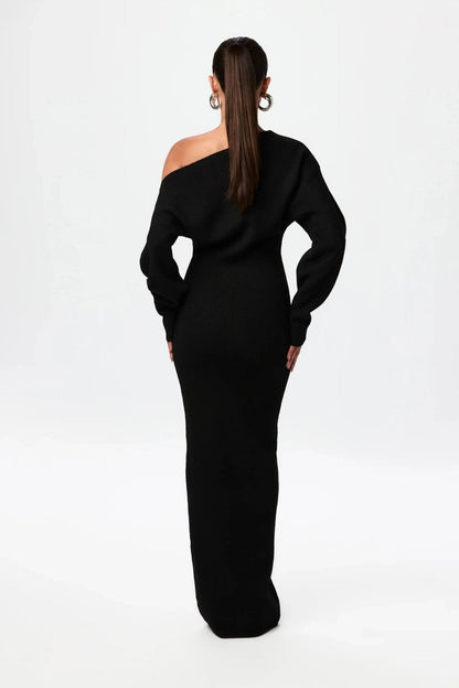 Mila | Off - Shoulder Knit Sweater Dress - Lora Toronto