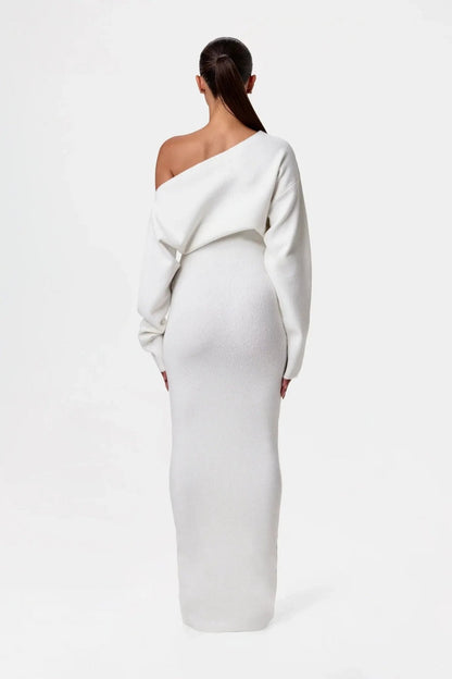 Mila | Off - Shoulder Knit Sweater Dress - Lora Toronto