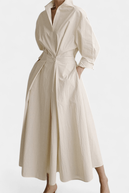 Miriam | Retro Collar Long Sleeve Maxi Dress - Lora Toronto