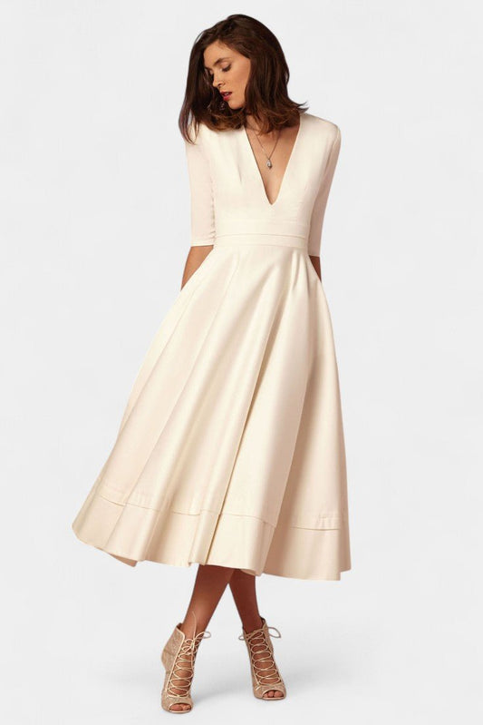 Nylah | A - Line Swing Midi Dress - Lora Toronto