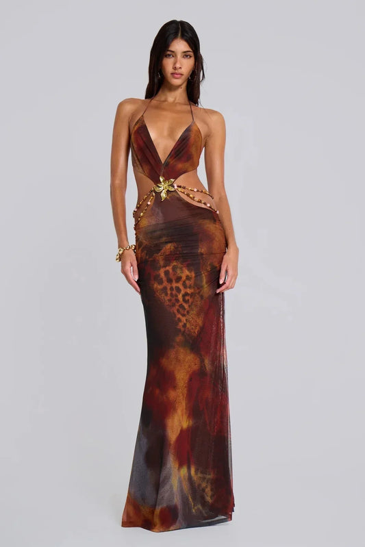 Robin | Cut Out Print Dress - Lora Toronto