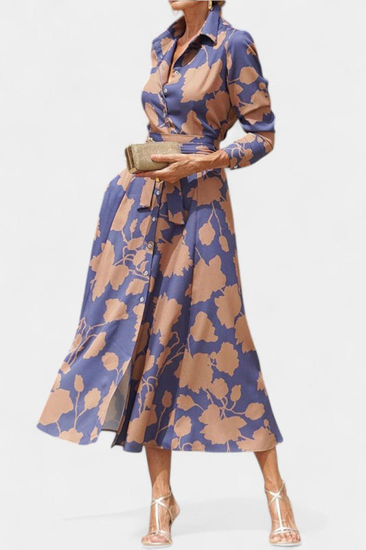Samaria | Floral Collared Button Midi Dress - Lora Toronto