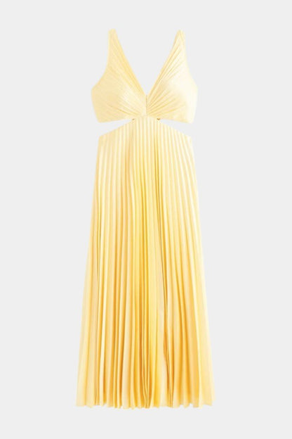 Selena | Sleeveless Pleated Cut - Out Midi Dress - Lora Toronto