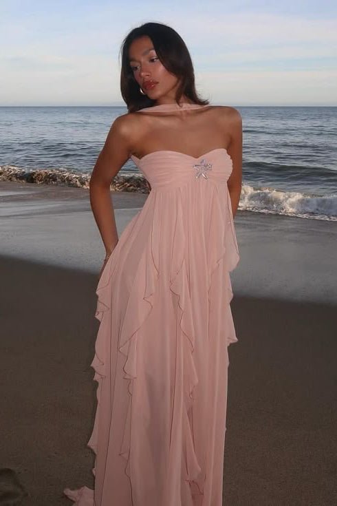 Seraphina | Ruffle Strapless Maxi Dress - Lora Toronto