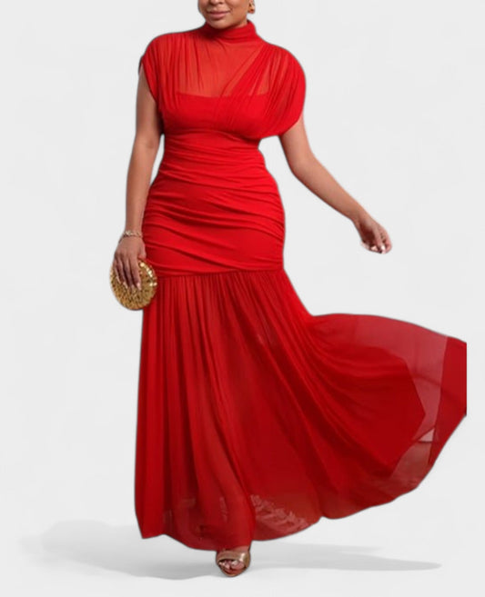 Serena | Draped High Neck Maxi Dress - Lora Toronto