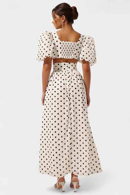 Taylor Polka Dot Puff Sleeve Skirt Set - Lora Toronto