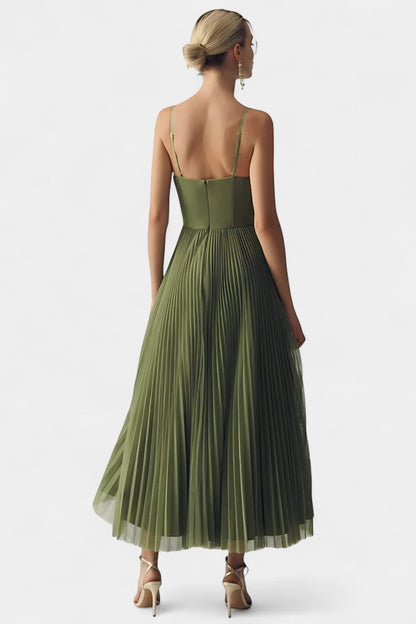 Elodie Pleated Tulle Corset Midi Dress