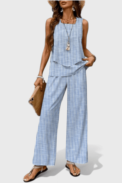 Una Layered Top & Wide - Leg Trouser Set - Lora Toronto