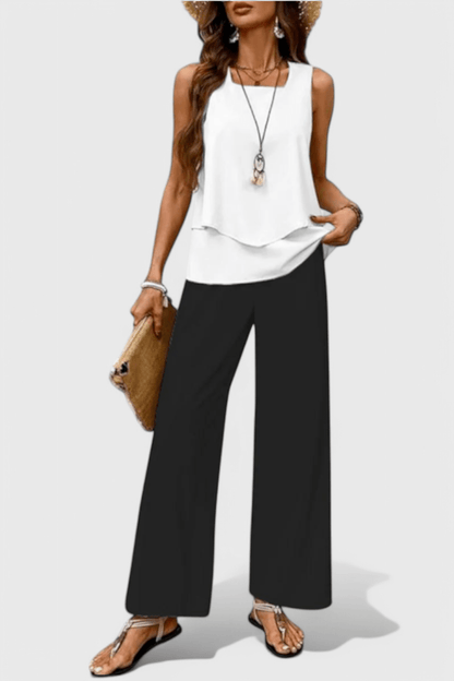 Una Layered Top & Wide - Leg Trouser Set - Lora Toronto