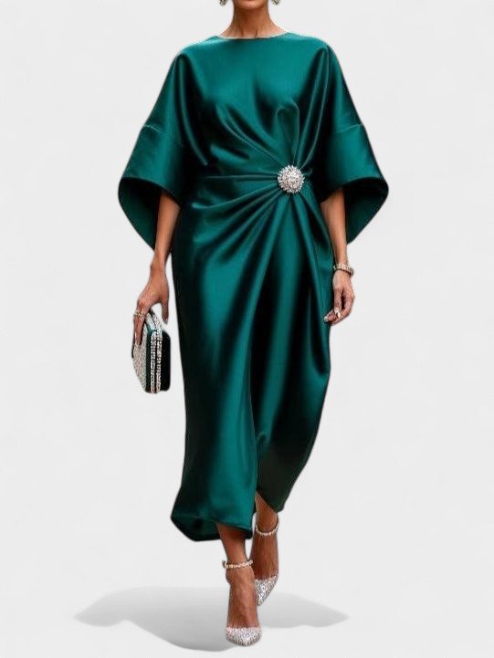 Viviana | Ruched A - Line Maxi Dress - Lora Toronto
