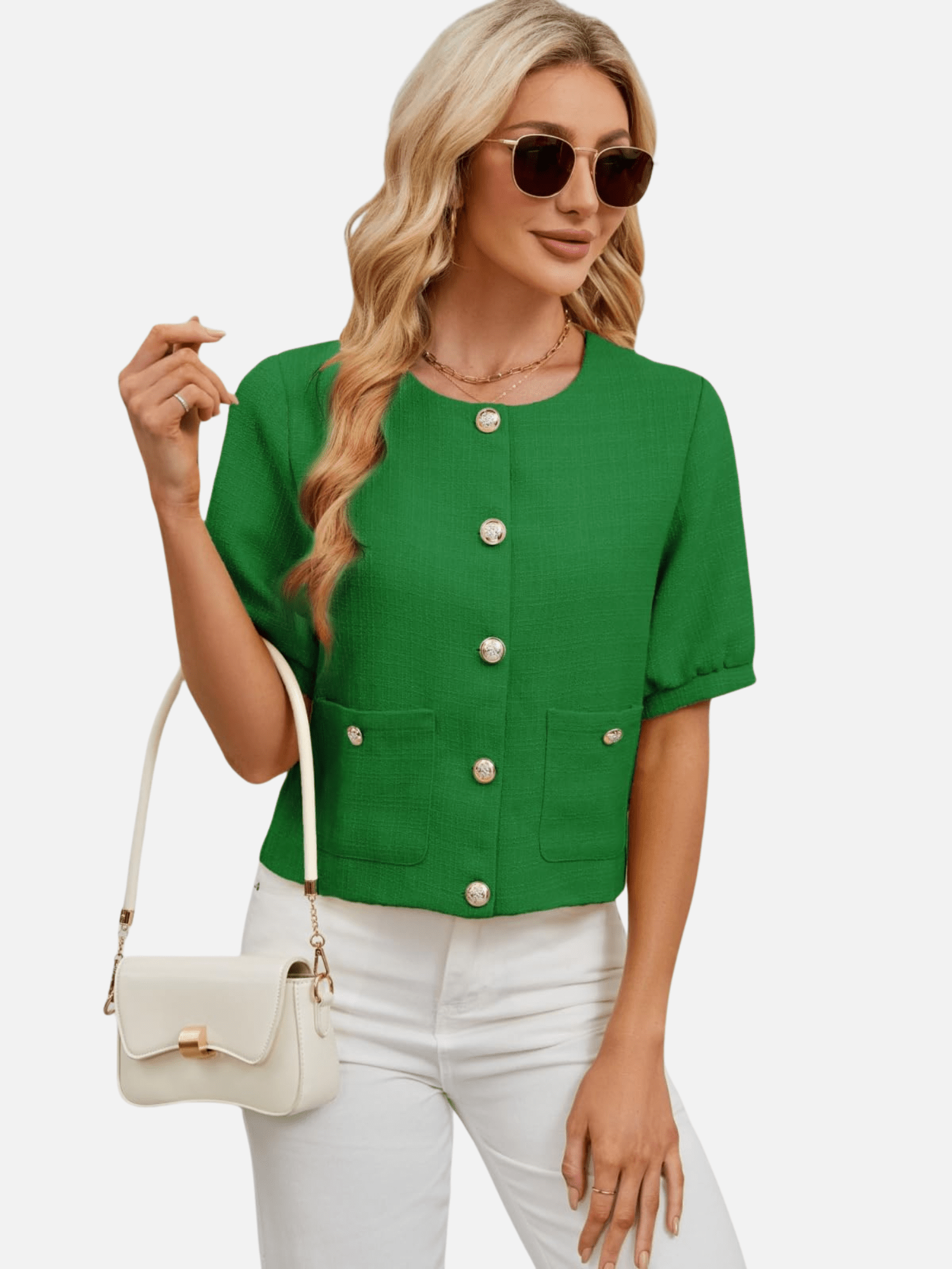 Vivienne | Cropped Tweed Blazer Jacket - Lora Toronto