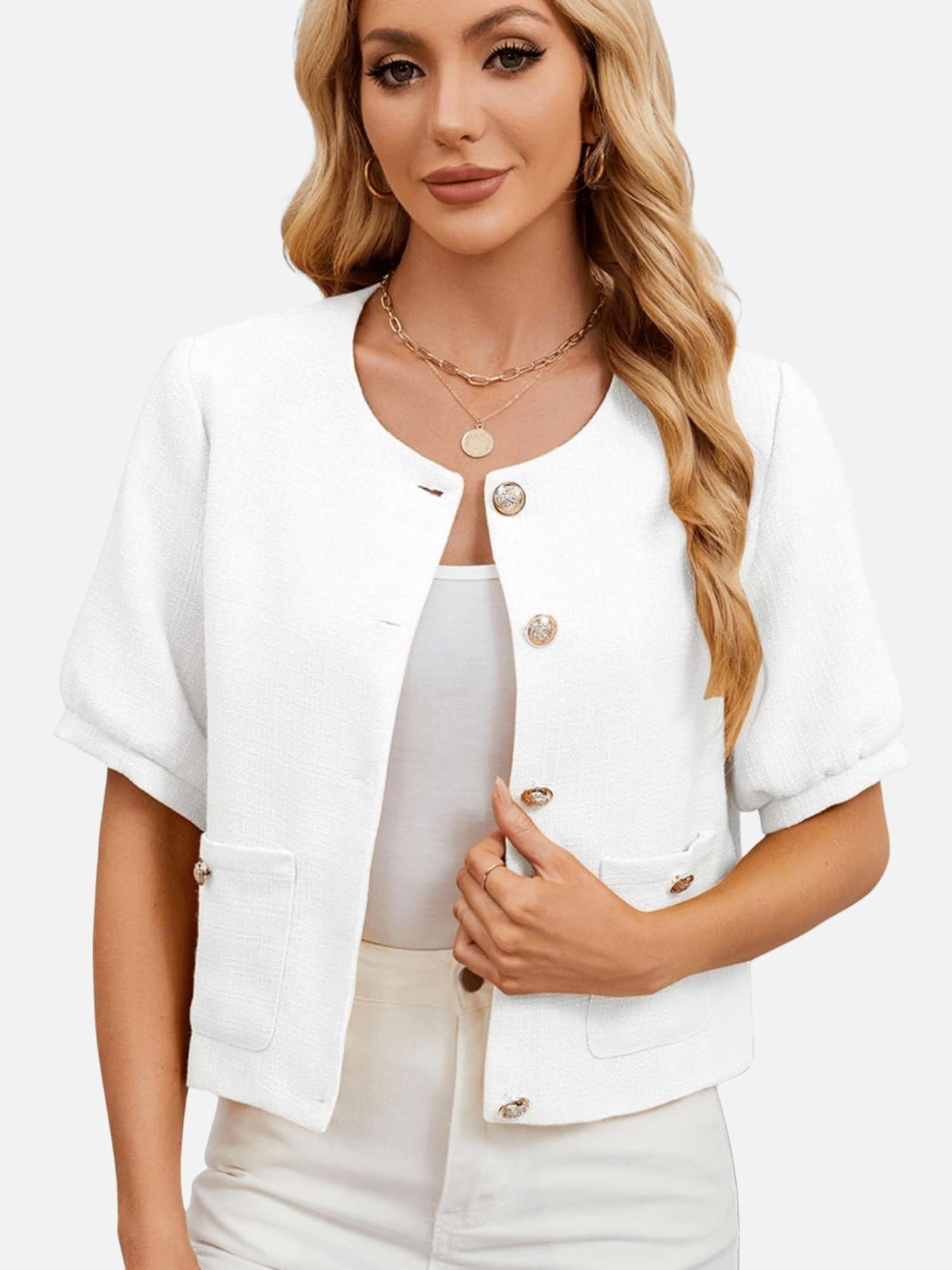 Vivienne | Cropped Tweed Blazer Jacket - Lora Toronto