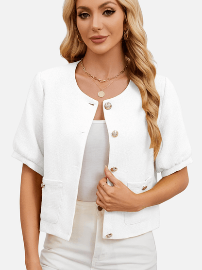 Vivienne | Cropped Tweed Blazer Jacket - Lora Toronto