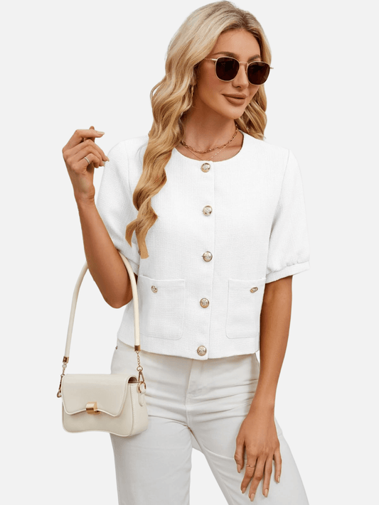 Vivienne | Cropped Tweed Blazer Jacket - Lora Toronto