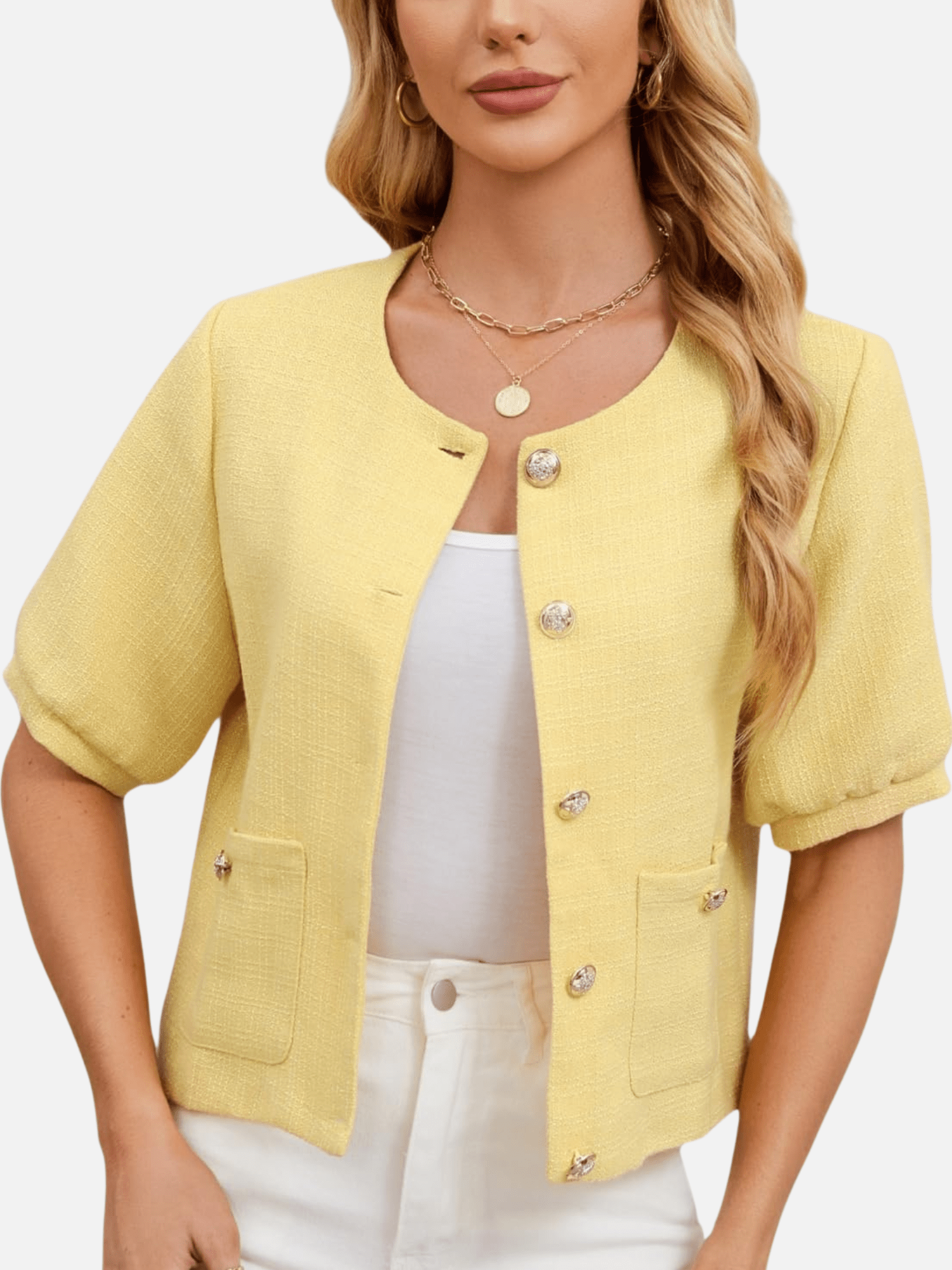 Vivienne | Cropped Tweed Blazer Jacket - Lora Toronto