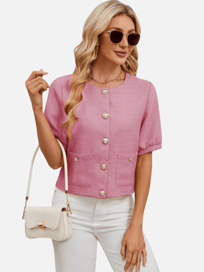 Vivienne | Cropped Tweed Blazer Jacket - Lora Toronto