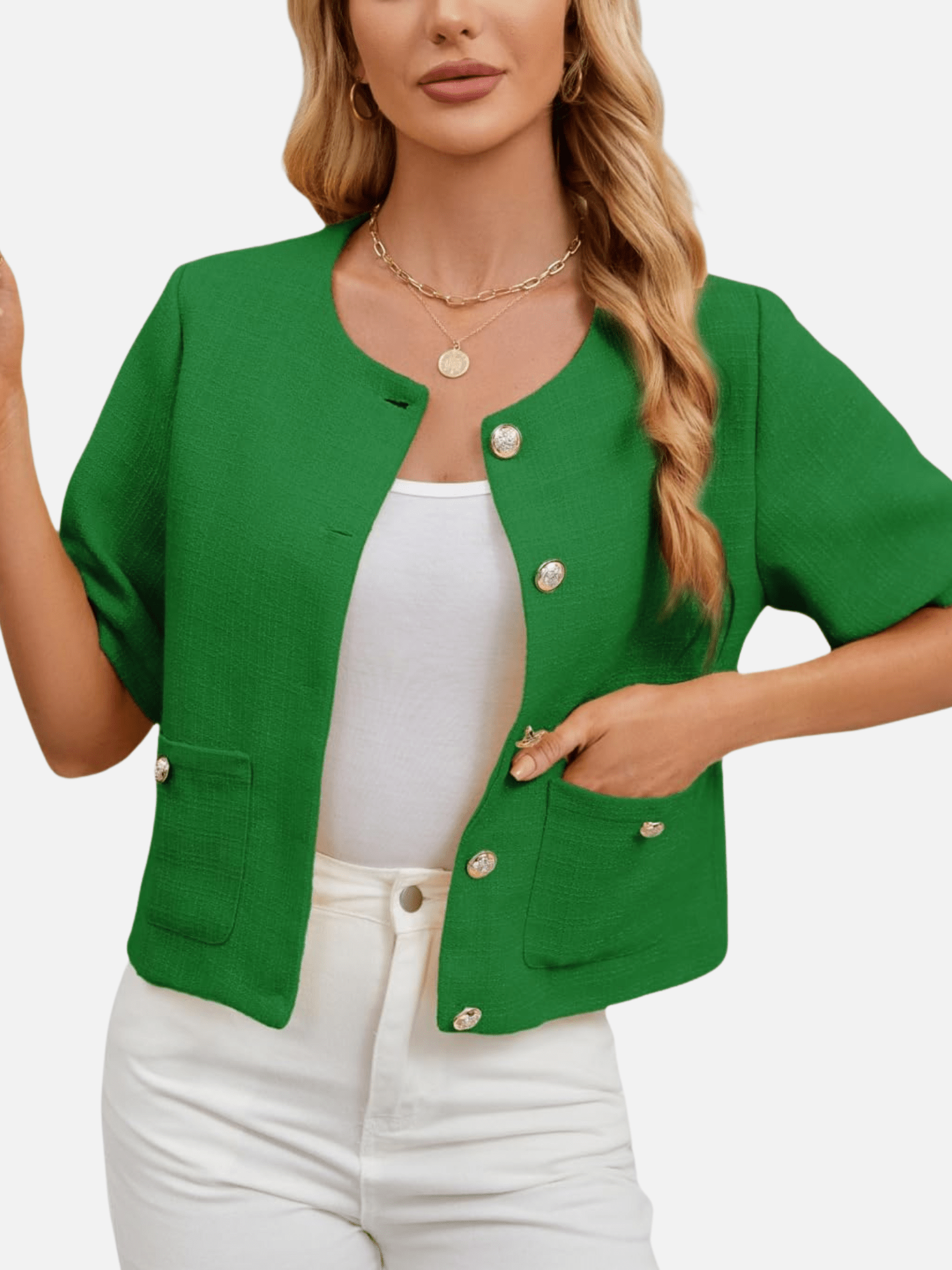 Vivienne | Cropped Tweed Blazer Jacket - Lora Toronto