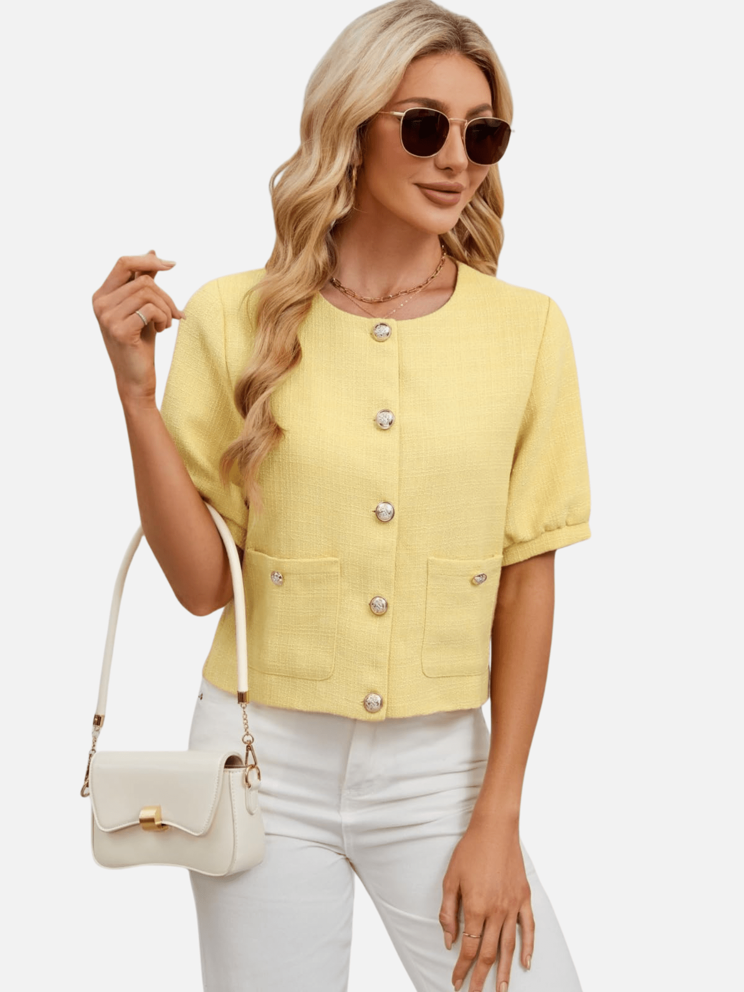Vivienne | Cropped Tweed Blazer Jacket - Lora Toronto